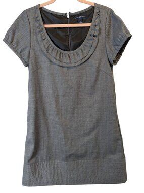 Gap Dress Womens 10 Gray Wool Blend Ruffle Neck A-Line Career Work Office Chic